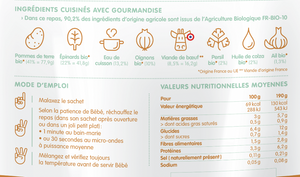 
                  
                    Dès 09 mois -  Mon écrasé de pommes de terre- épinards et bœuf (10 x 190g)
                  
                